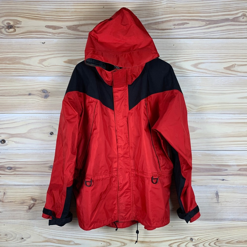 EMS Gore-Tex Parka Mens‎ XXL Red Waterproof Ripstop Hooded Vented Jacket